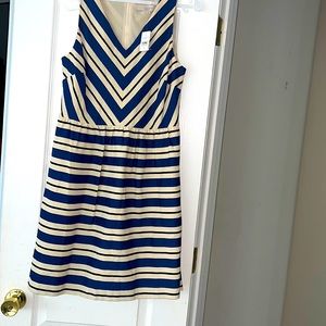 LOFT V-Neck Sleeveless Striped Dress - NWT Women | Color:cream /blue | Size:8
